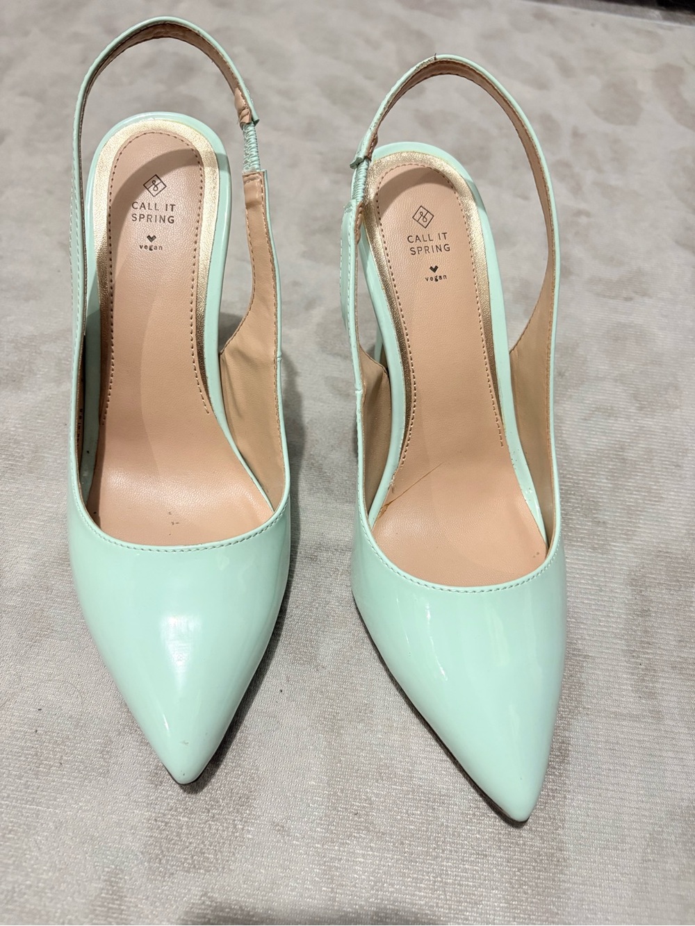 Call It Spring Mint Green Patent Slingback Pumps